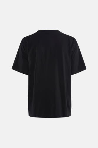T-shirt noir à manches courtes de Guess, au design uni et avec un col rond.