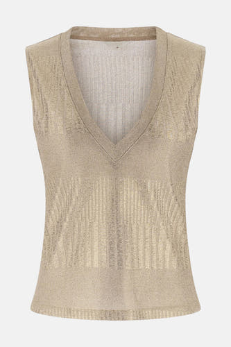 Tête de ligne dorée sans manches de Guess, avec un motif rayé subtil et un petit détail de logo.