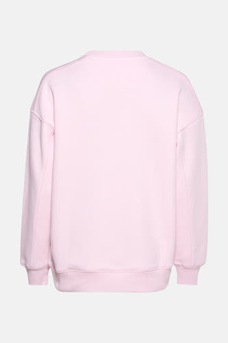 Gilet rose de Guess, vue arrière avec des manches longues et des bordures en côtes.