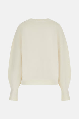 Ecru pull met ronde hals van Guess® met lange pofmouwen en manchetten.
