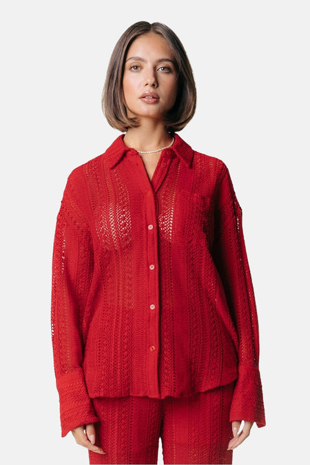 Chemise à manches longues - rouge