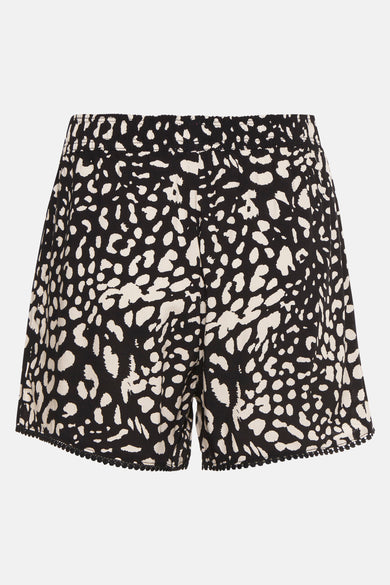 Short noir de HAILYS, avec un motif à points et des détails décoratifs le long du bord.