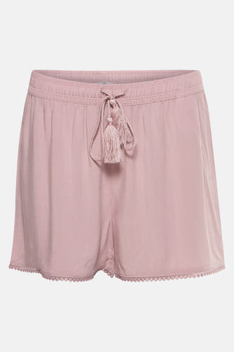 Short rose HAILYS avec cordon et poils à l'avant, terminé par un bordure en en.