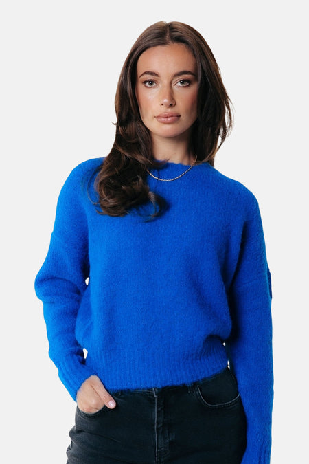 Pull à col rond - bleu