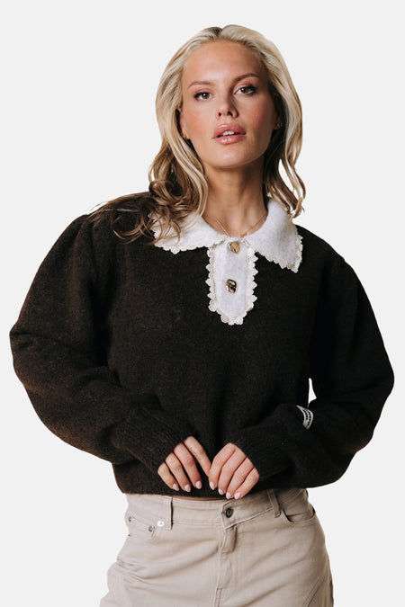 Pull col O - brun