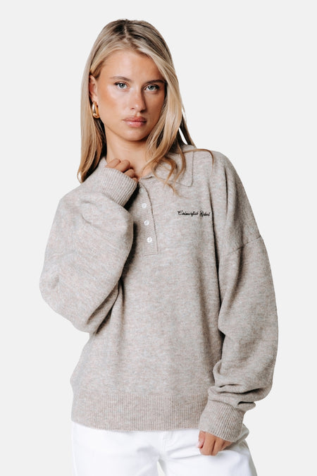 Pull col O beige - COLOURFUL REBEL