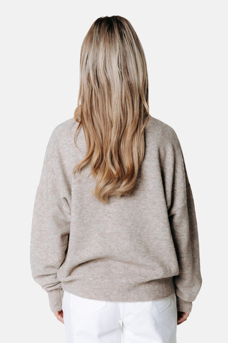 Pull col O beige - COLOURFUL REBEL