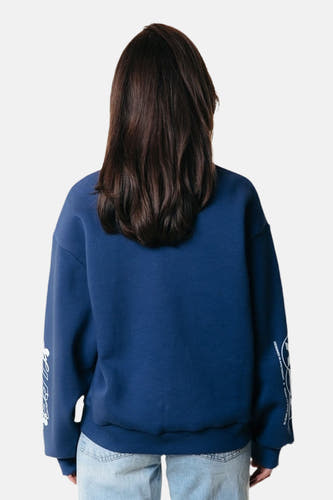Pull-over bleu de COLOURFUL REBEL, avec des manches longues et une coupe décontractée, vu sur l'arrière.