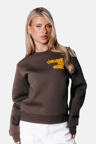 Sweat col O - brun