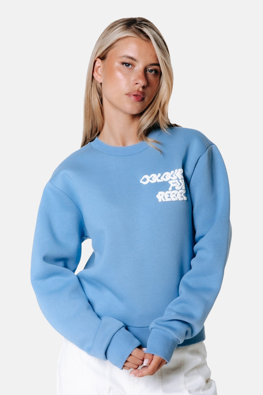Sweat col O - bleu