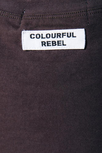 T-shirt à manches longues de couleur marron de COLOURFUL REBEL, avec une couleur unie et un détail d'étiquette sur le dessus.