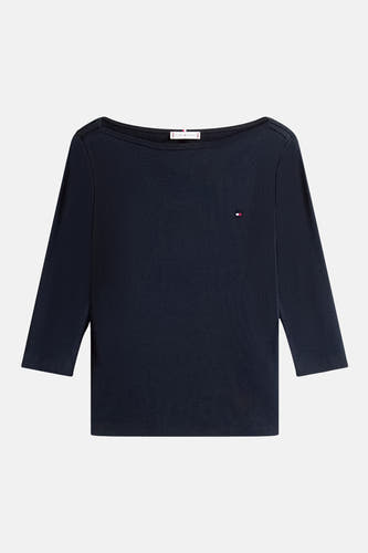 Donkerblauw T-shirt met korte mouwen van TOMMY JEANS, met een kleine geborduurde logo.