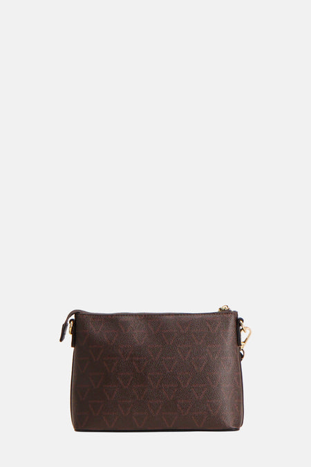 Manteau de épaules brun de VALENTINO BAGS avec un motif de logo subtil et des détails dorés.