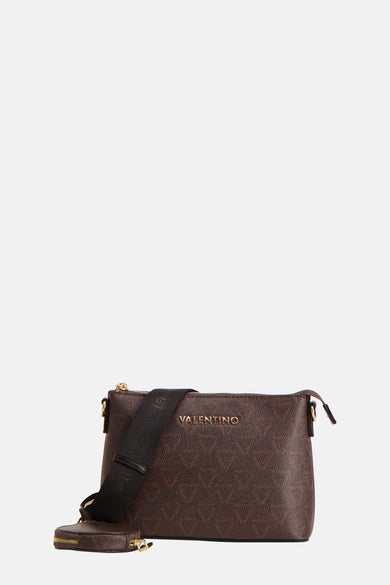 Sac à dos brun de VALENTINO BAGS avec motif et une bandoulière ajustable avec logo.