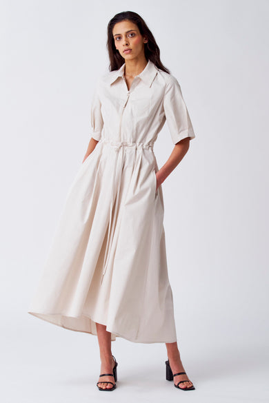 Robe &agrave; manches courtes - beige