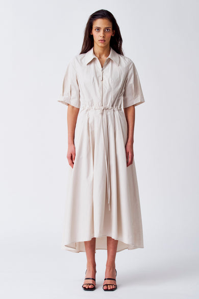Robe &agrave; manches courtes - beige