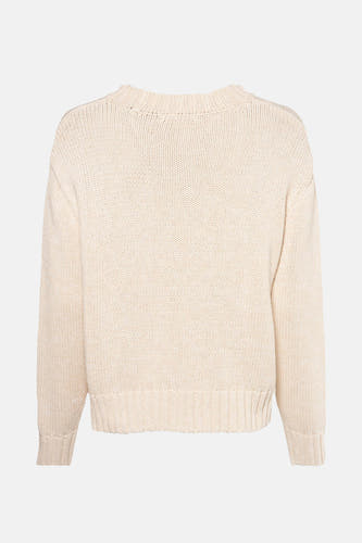 Gilet beige avec col rond de HAILYS, avec des manches longues et une texture tricotée, vue sur le dos.