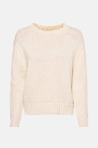 Gilet beige avec col rond de HAILYS, en tissu finement tricoté et longs manches.