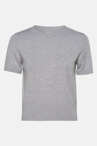Sweat-shirt gris avec col rond de HAILYS, avec des manches courtes et une fine structure en bretelles.