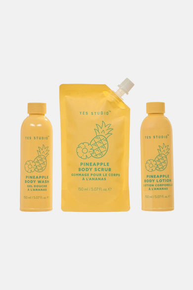 Ensemble de cadeaux multicolore d'Upper Canada, avec emballage inspiré par l'ananas en jaune.