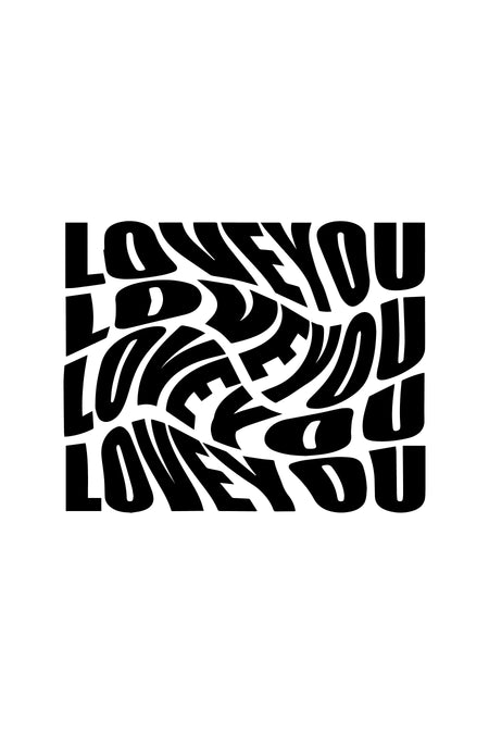 Cadeau ZEB avec un motif de texte 'Love You' noir, de ZEB, dans un ag carré.