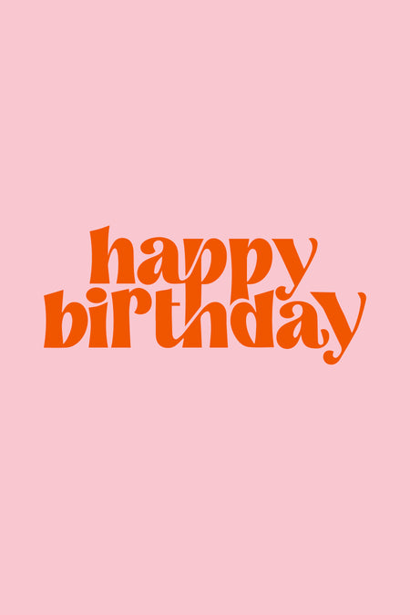 Carte cadeau ZEB avec le texte "Joyeux Anniversaire" en orange sur un fond rose pâle, de ZEB.